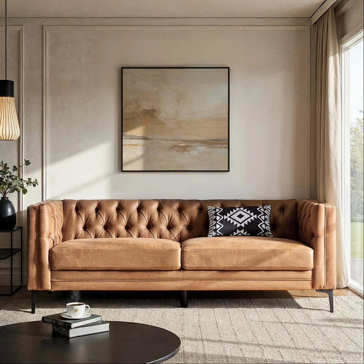 Brinna Upholstered Button-Tufted Sofa with Metal Legs (Wade Logan)