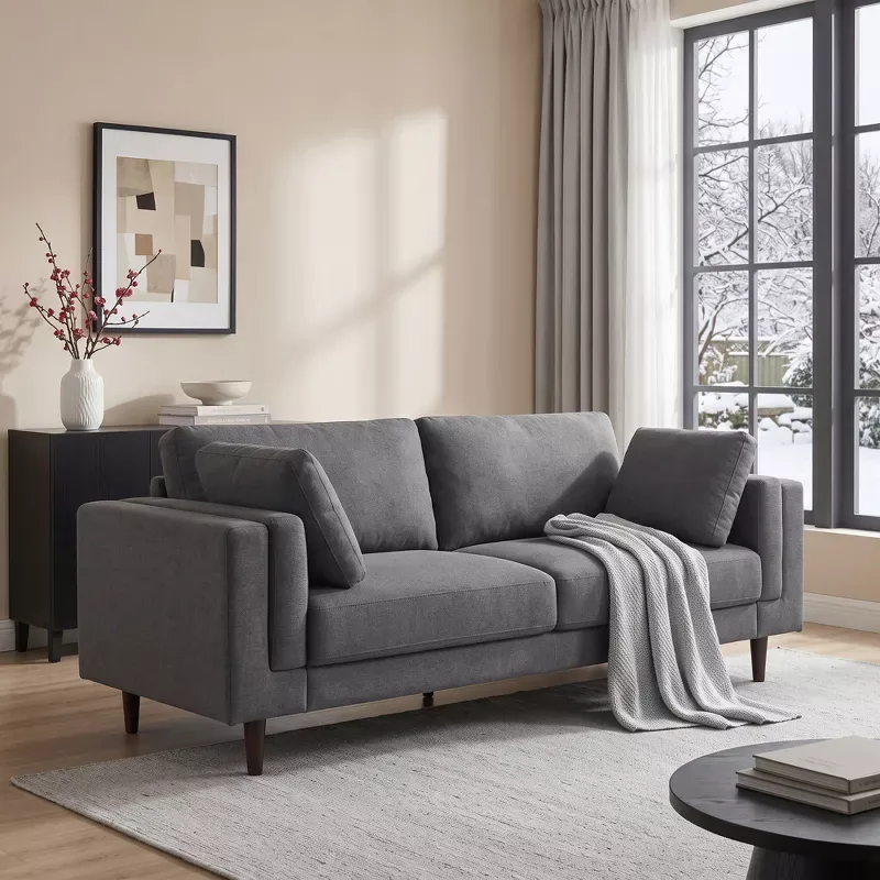 111.81" Extra-Long Mid-Century 4-Seater Light Gray