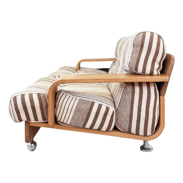 70s Mario Bellini Cassina "Pianura" style Oak Two Seater Sofa Loveseat (2 of 2)
