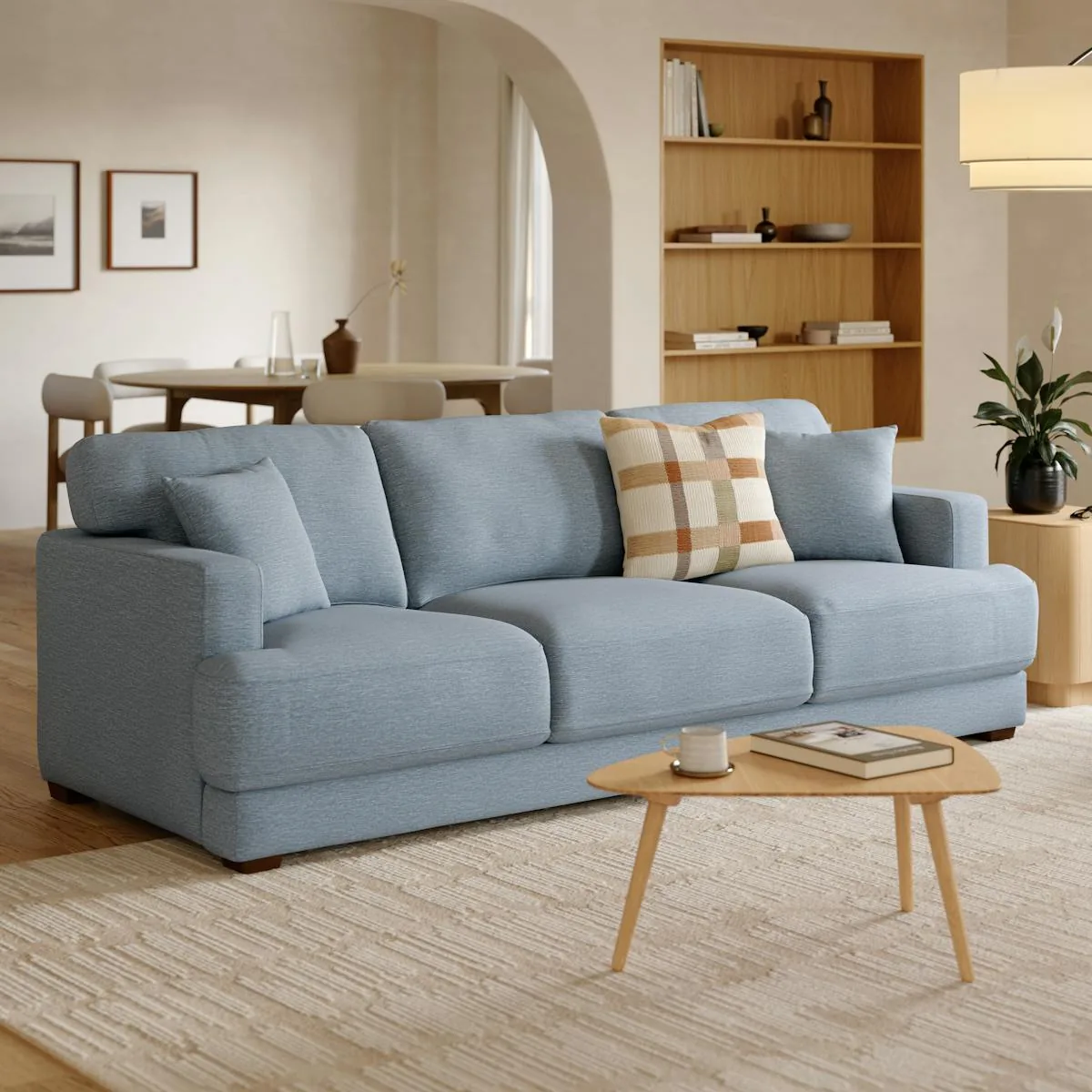 Dawn 93" Sofa - Silver Light Blue