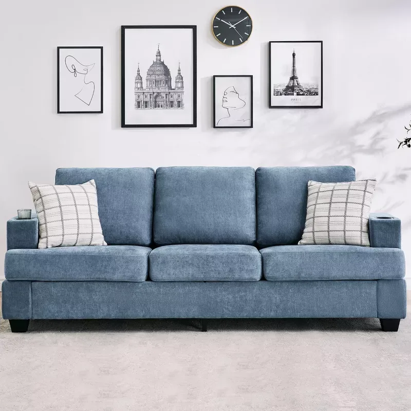 Modern 89 in 3-Seater Chenille Sofa