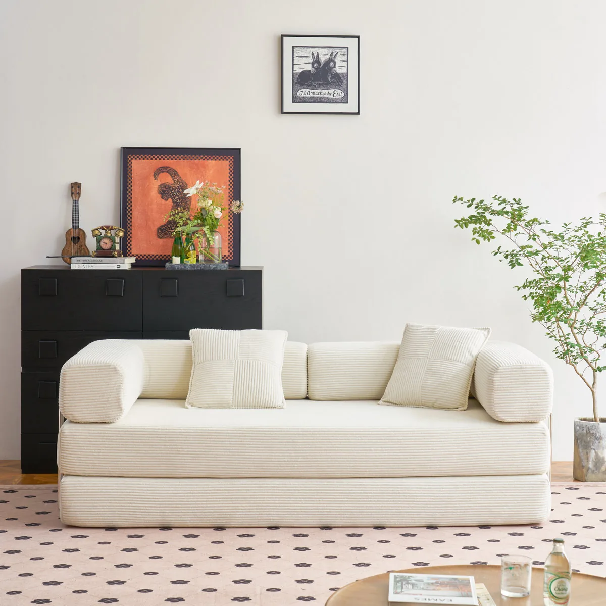 Boneless Convertible Sleeper Sofa Bed With 2 Pillows (Mercer41)