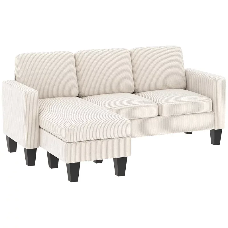 HOMCOM 73" Sectional Sofa L Shaped Cream White