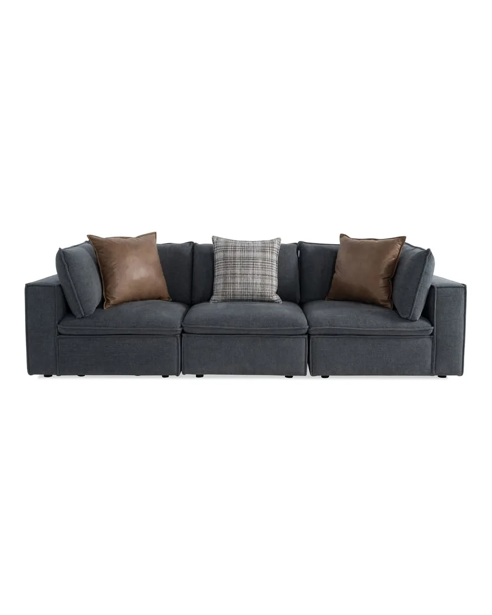 Infinity Thunder Blue 117'' 3 Piece Modular Sofa with 2 Corners, 1 Armless Chair