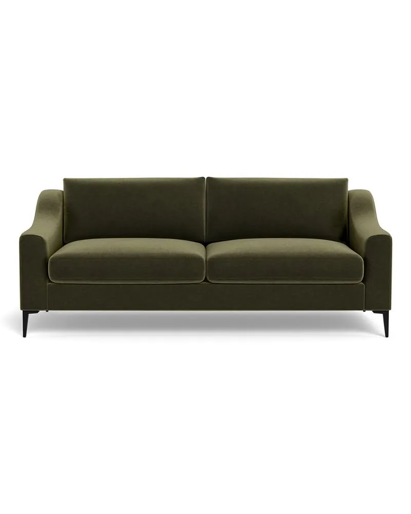 Saylor Custom Wide Arm 2-Seat Sofa in Ivy Performance Vintage Velvet, Matte Black, 77" - Customize Color, Size & More