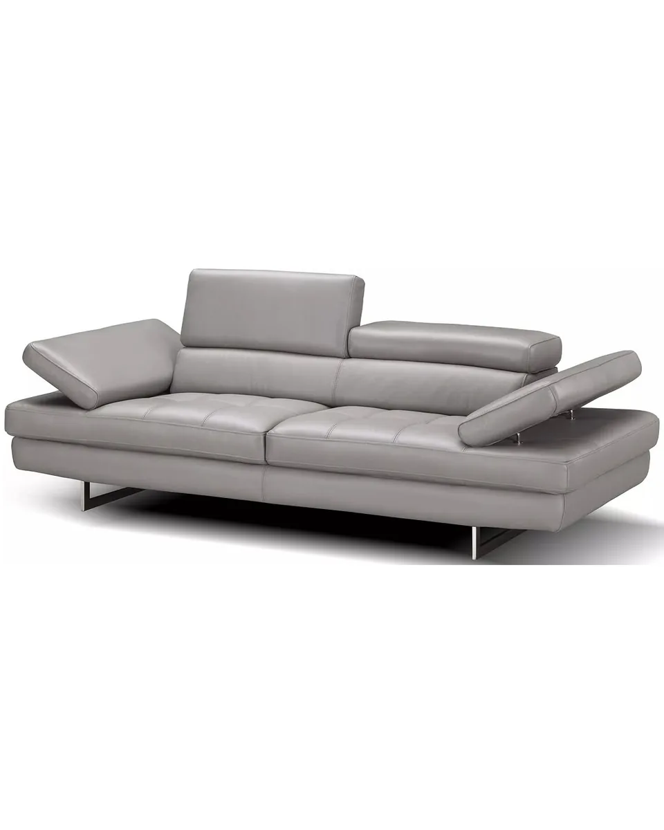 Aurora Grey Italian Leather 93" Sofa