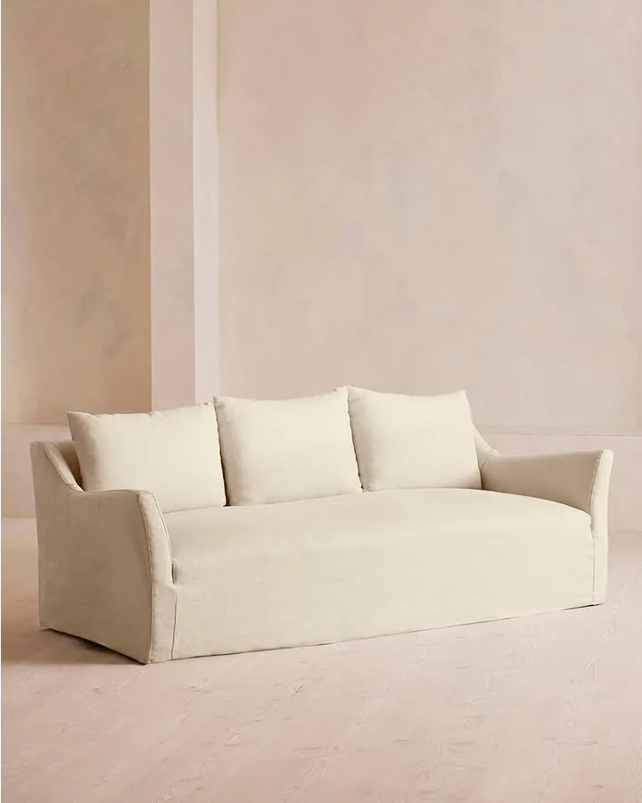 Roma, Linen, Bisque, Us | Three Seater Sofa