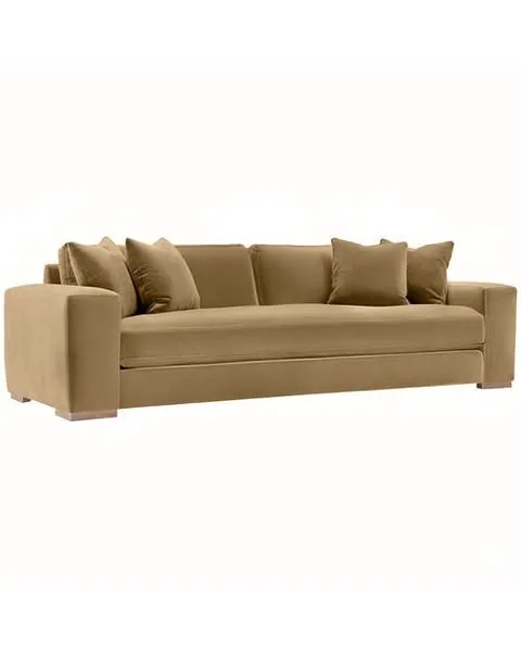 Remington Velvet Bench-Seat Sofa | Couch, Settee - Brown - Comfortable, Durable | Couch, Sofa, Settee