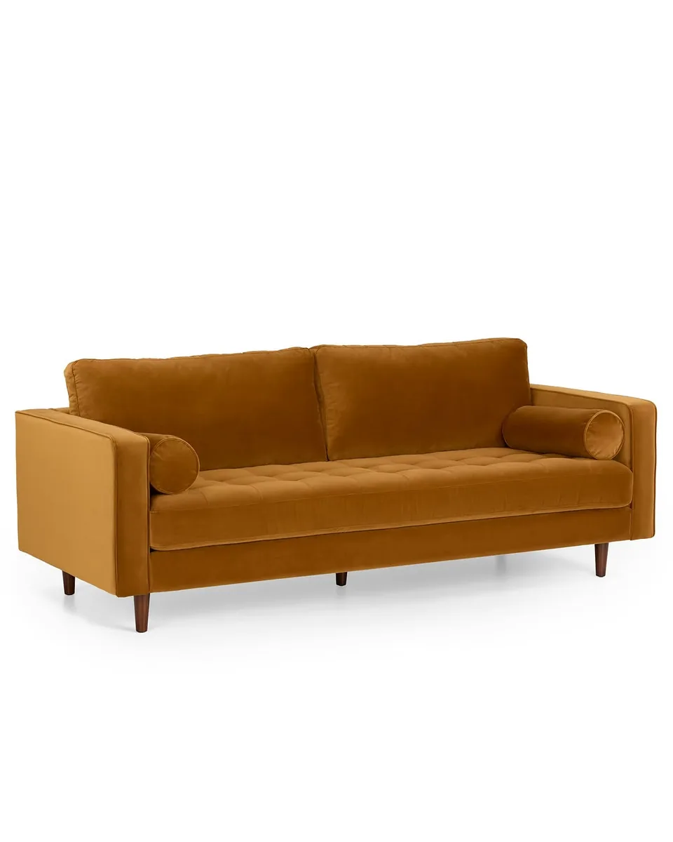 Sven 88" Tufted Velvet Sofa - Plush Pacific Ginger