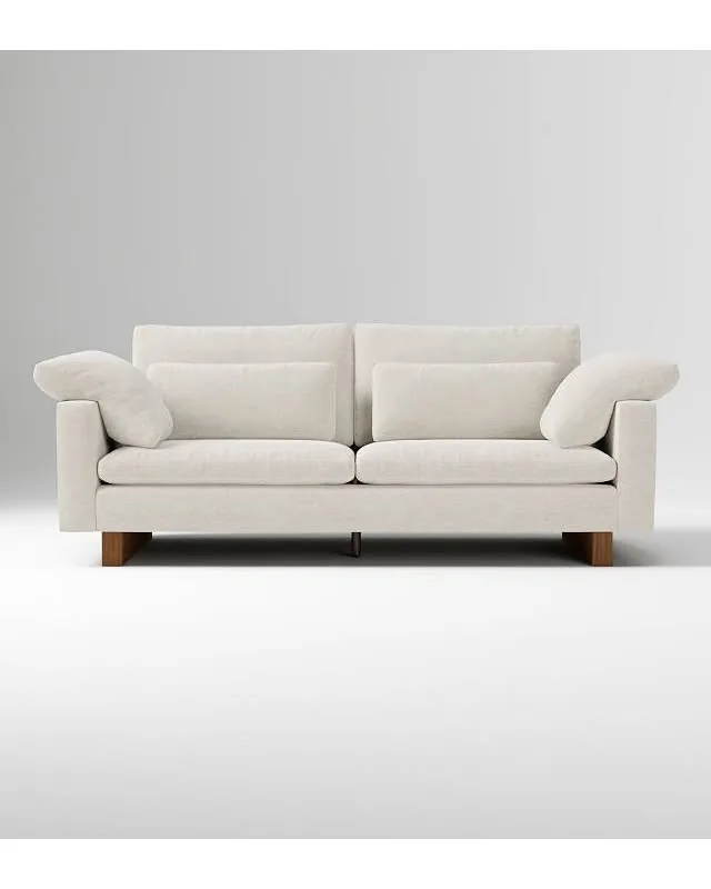 Harmony Sofa, 82", Dark Walnut, Melange Weave Stone White