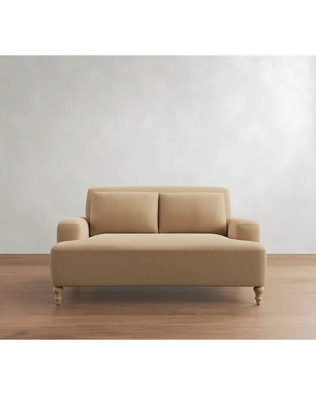 Camille Upholstered Apartment Sofa, Polyester Wrapped Cushions, Performance Everydayvelvet(TM) Camel