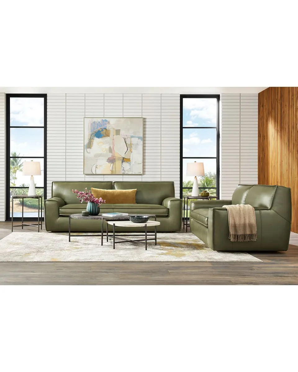 Geraldo Fern Leather 6 Pc Living Room