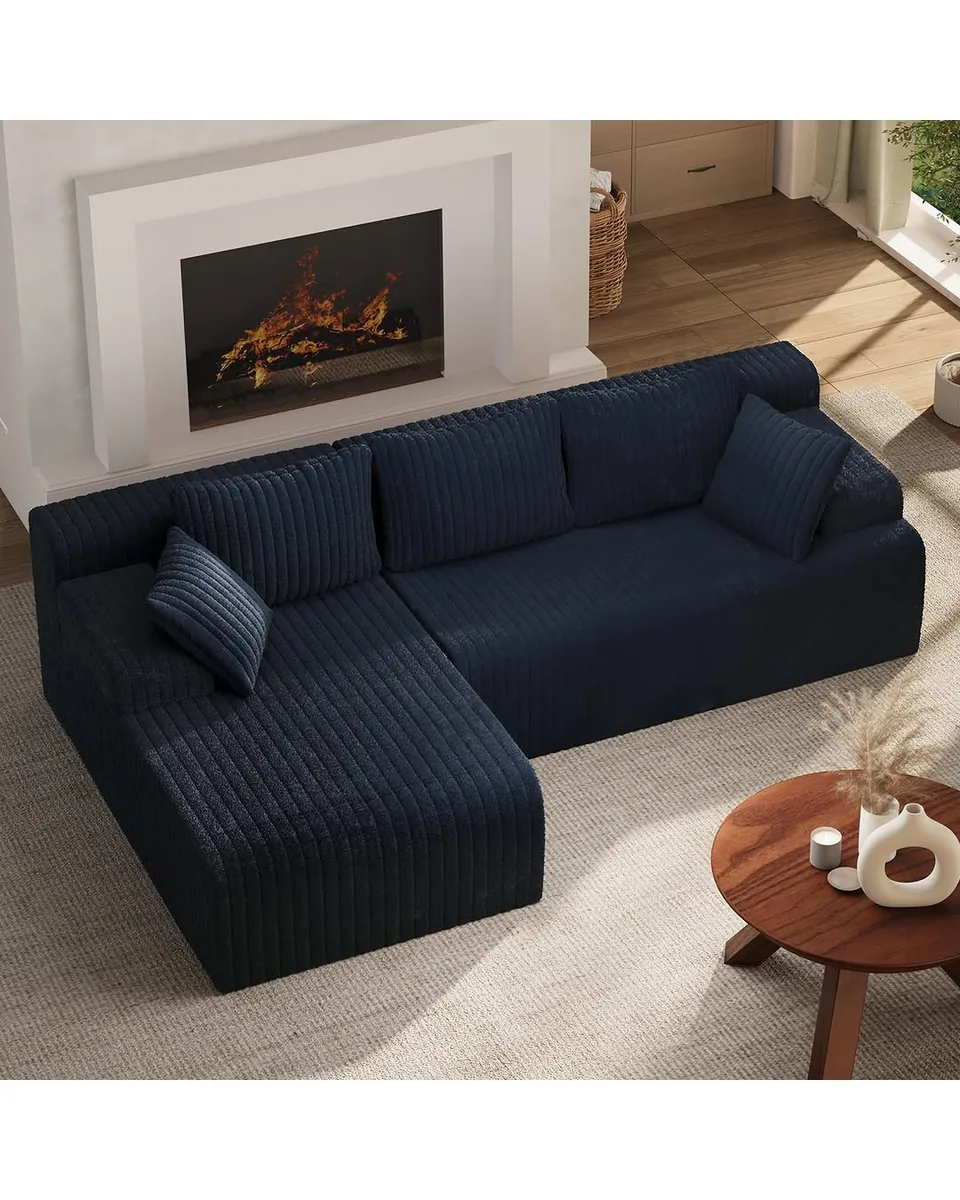 LAUSAINT HOME 96" Modular Sectional Sofa Couches, L-Shaped Boneless Cloud Sofa with 3 Deep Seat
