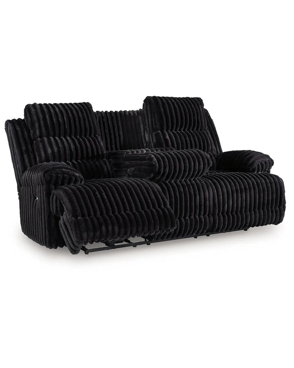 Rhine Falls Onyx Power Reclining Sofa with Drop Down Table