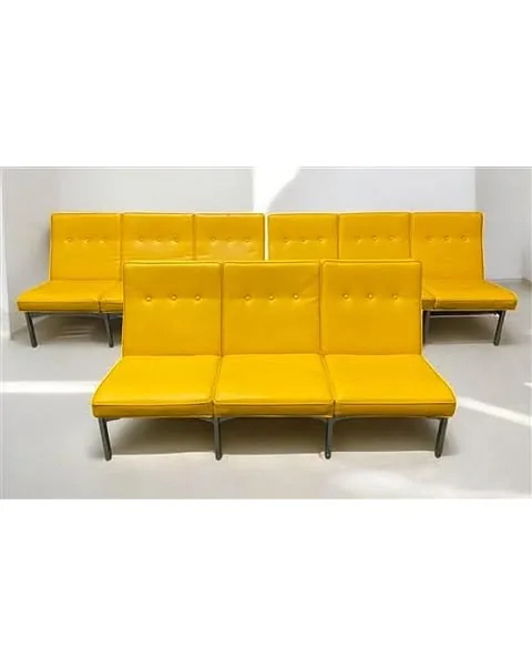 3 Yellow Vinyl Sofas, Vintage 60s 70s Davenport Couches, Danish Modern Furniture
