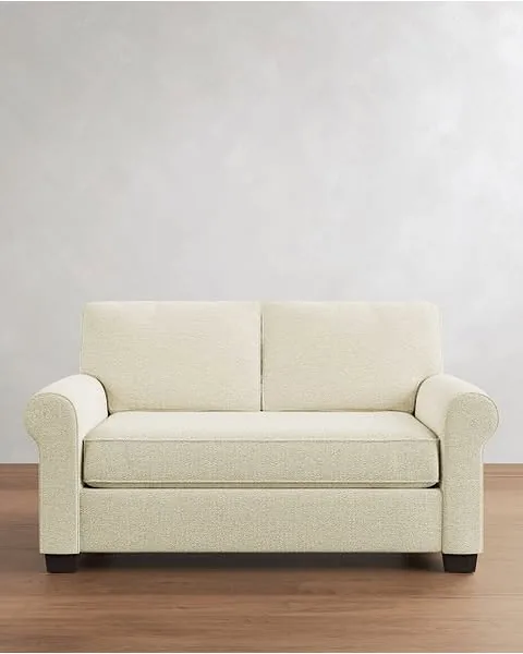 Buchanan Roll Arm Upholstered Apartment Sofa, Polyester Wrapped Cushions, Performance Boucle Ivory