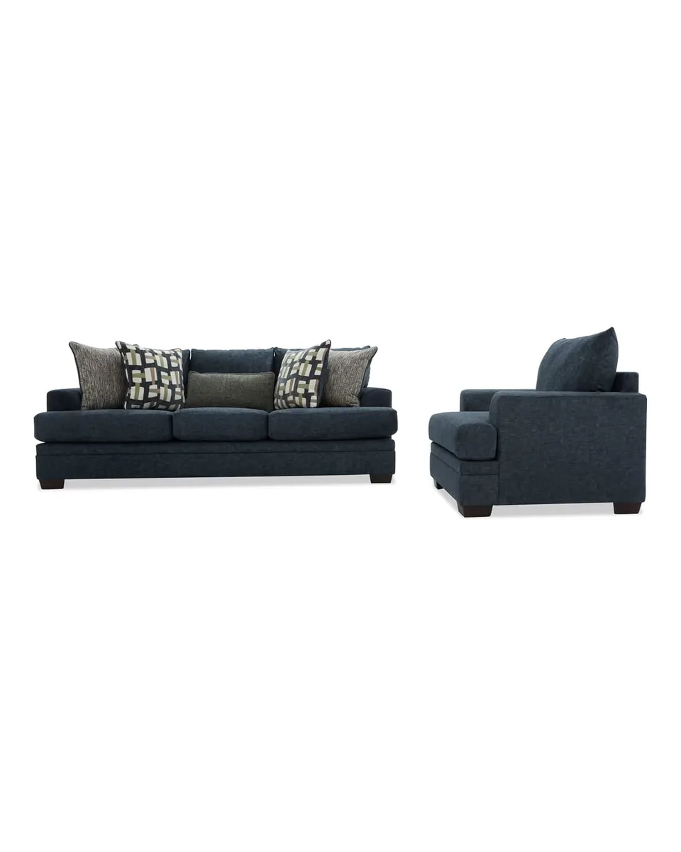 Savannah Blue 93'' Sofa & Chair