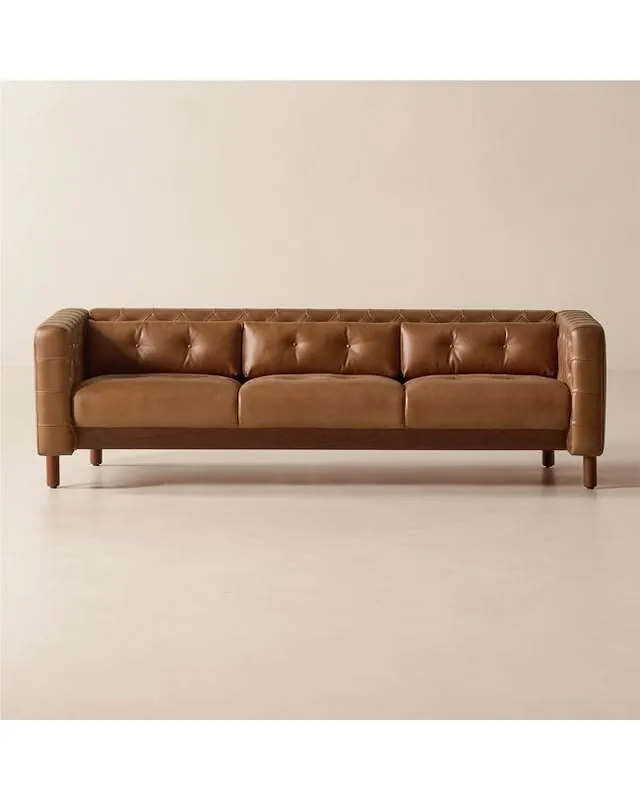 Marconi 81.5" Tufted Saddle Leather Sofa by Gianfranco Frattini