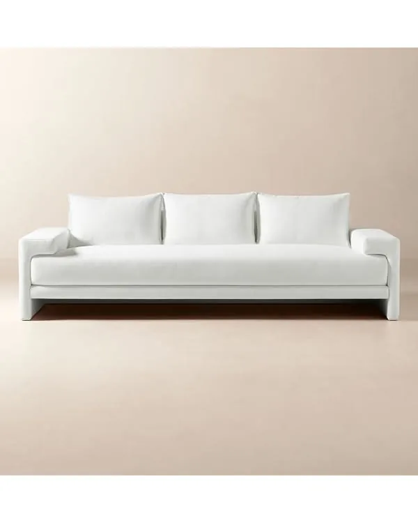 Camden 101" White Performance Fabric Sofa