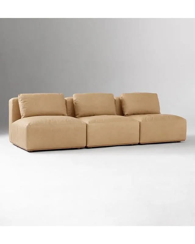 Quinten Leather Slim Profile Armless Modular Sofa (68"-102")
