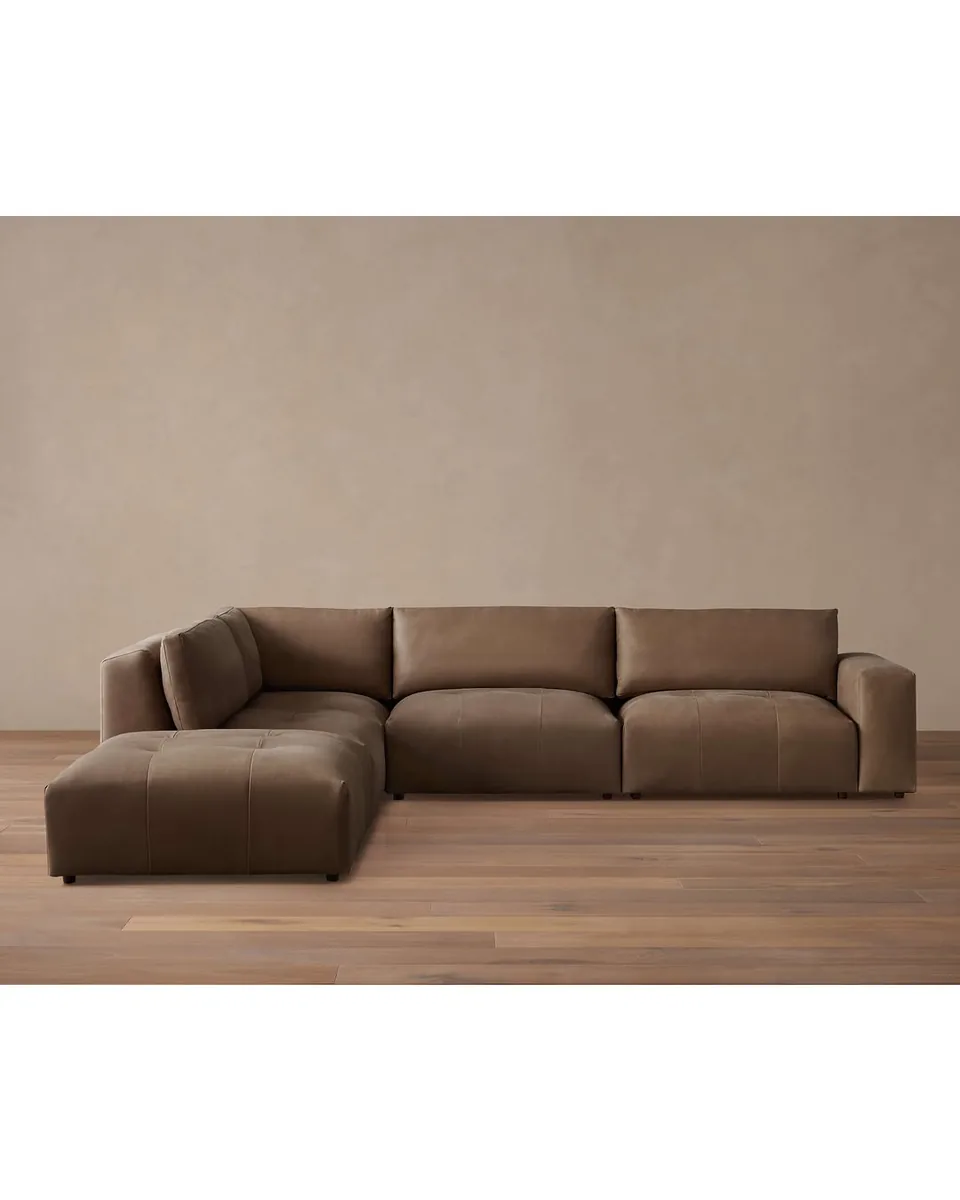 Keegan Leather Five-Piece Sectional