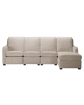 Jennings Four-Piece Motion Sectional with Chaise, 106"w x 71"d x 38"h, Tuckahoe Gray by ETHAN ALLEN