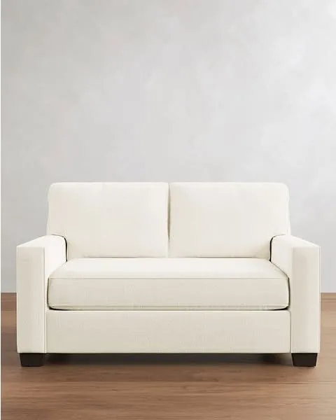 Buchanan Square Arm Upholstered Apartment Sofa, Polyester Wrapped Cushions, Performance Pebble Weave White