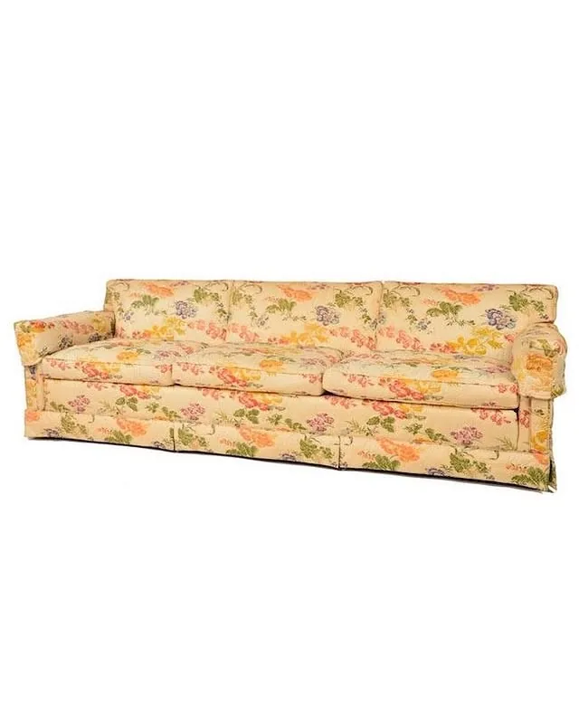 Cream Quilted Floral Sofa