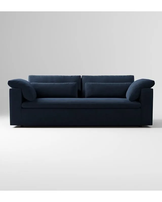 Harmony Modular 92" Bench Cushion Sofa, Standard Depth, Performance Velvet, Ink Blue