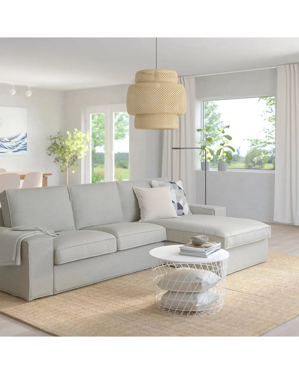 KIVIK sofa with chaise, Tallmyra white/black, Max. width: 110 1/4 "