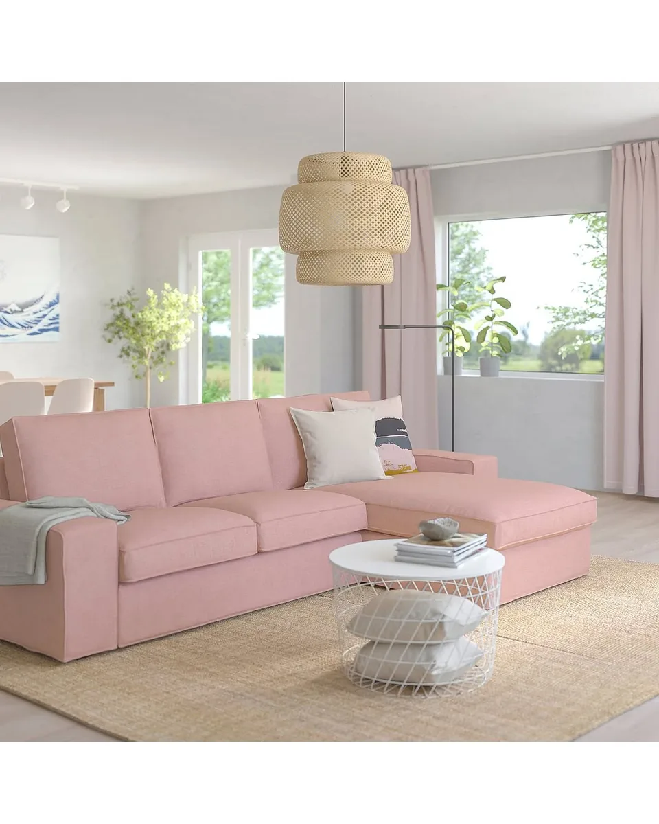 KIVIK sofa with chaise, Gunnared light brown-pink, Max. width: 110 1/4 "