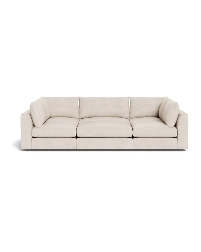 Beckham Custom Modular 6-Seat Pit Sectional in Limestone Performance Antimicrobial Chenille - Customize Color, Size & More