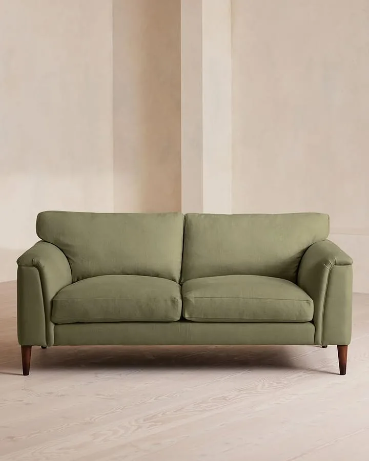Reya, Linen in Sage, Us | Mid-Century | Two Seater Sofa