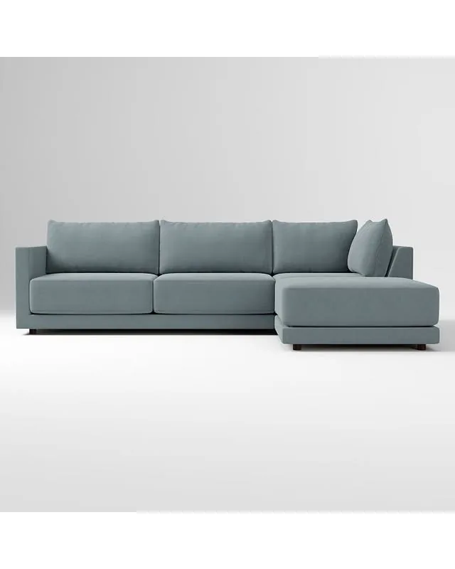 Melbourne 2.5 Seat 3 Piece Right Ottoman Sct, Deluxe Velvet, Ocean, CS