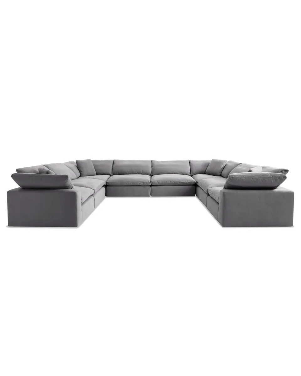 Dream Gray 174'' 8 Piece Modular Sectional with 4 Armless Chairs, 4 Corners