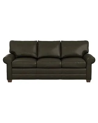 Bennett Roll-Arm Leather Three-Seat Sofa in Black/Blue/Brown, 72-7883 sofa by ETHAN ALLEN