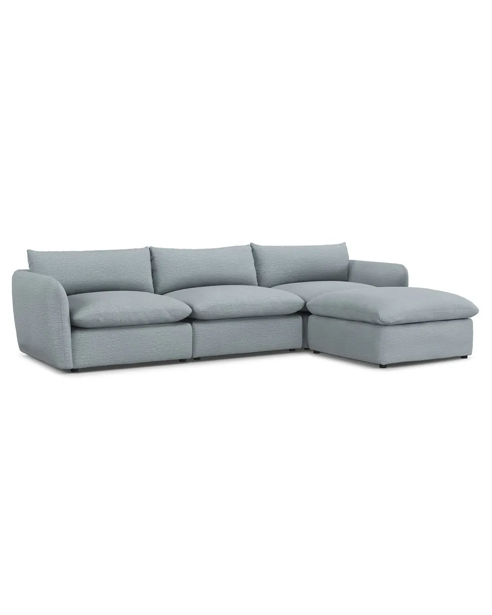 Leigh 131.5" Modular Sectional - Silver Light Blue
