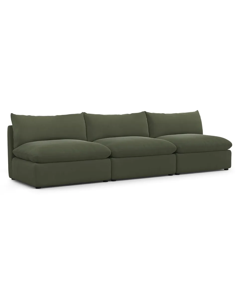 Leigh 118" Velvet Armless Modular Sofa - Hale Fir Green