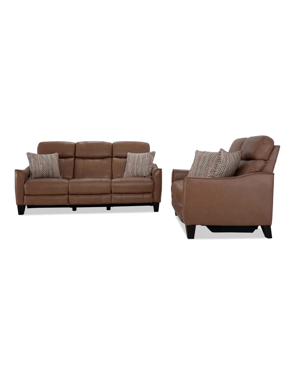 Empire Cognac Leather 82'' Power Reclining Sofa & 59'' Loveseat with Power Headrest