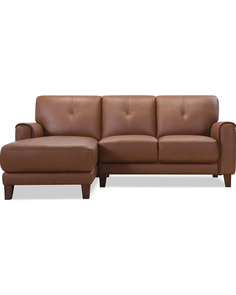 Ashlinn 2-Pc. Leather Chaise Sofa, Exclusively at Macy's - Caramel
