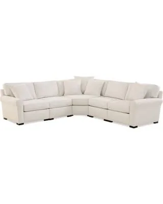Radley Roll Arm 115" 5-Pc. Fabric L Sectional with Wedge