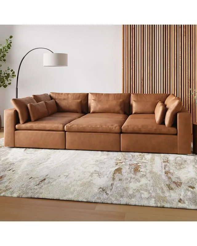 Harmony Modular Leather 6-Piece Pit Sectional (121")