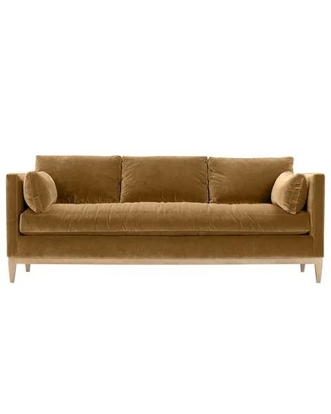 Aveline Velvet Bench-Seat Sofa | Couch, Settee - Brown - Comfortable, Durable | Couch, Sofa, Settee